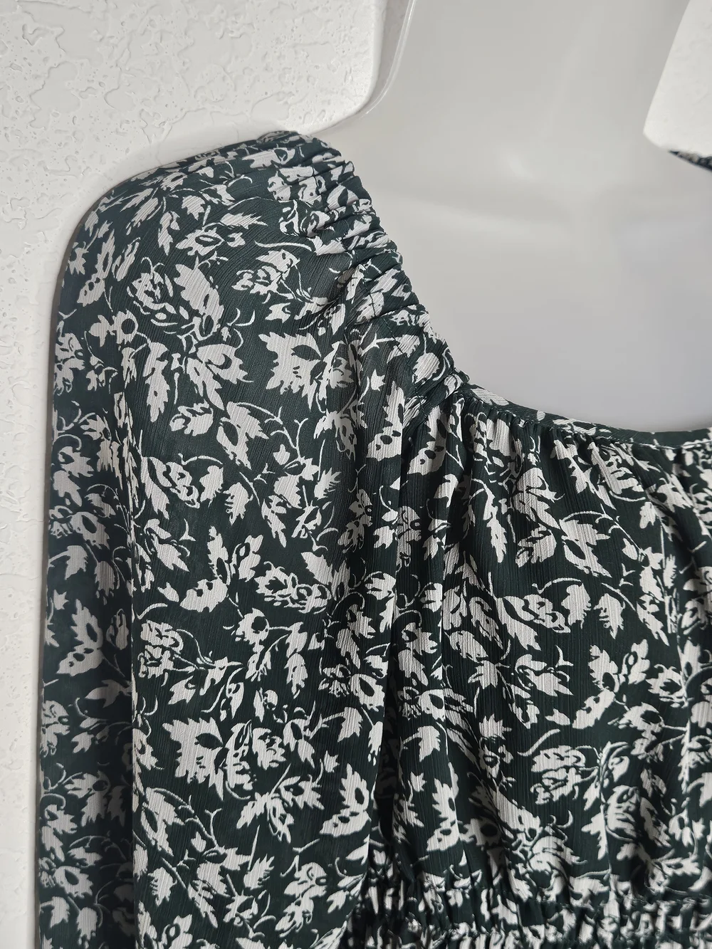Madewell Green Floral Smocked Waist Square Neck Long Sleeve Top S Ditsy Floral